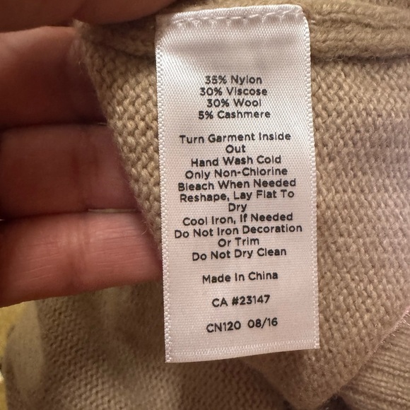 Talbots Womens Taupe Rhinestones Wool/Cashmere Blend Crew Neck Sweater. - Picture 11 of 11